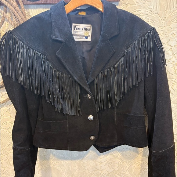 PIONEER Women's Black Fringe Blazer jacket size Medium Large - Picture 2 of 12